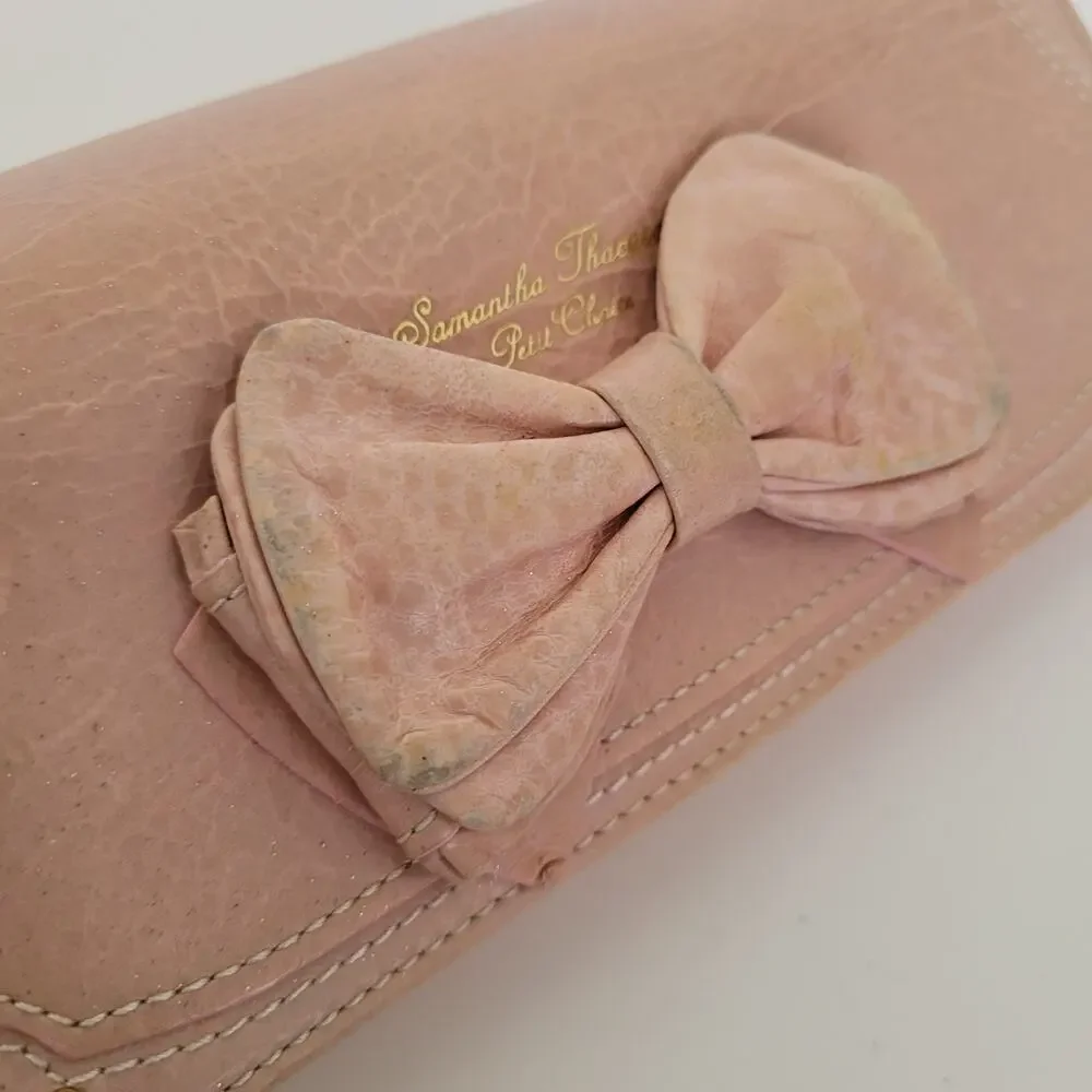 Samantha Thavasa Geniue Leather Wallet Boho Quality Bow Purple Designer Envelope